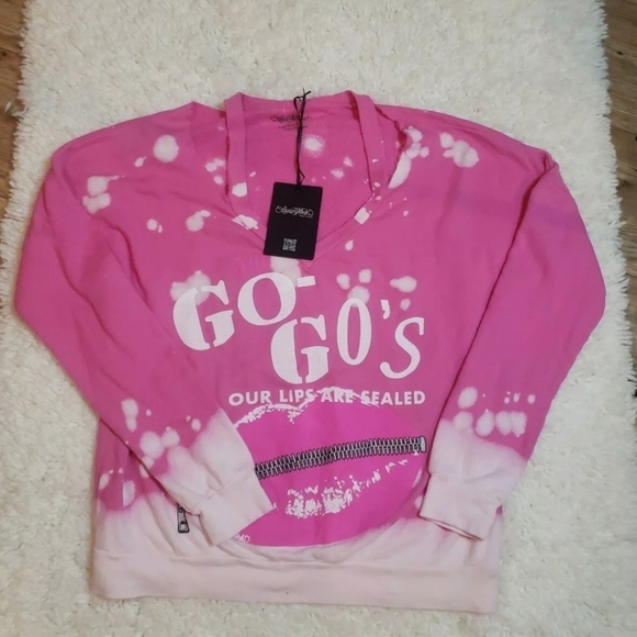 Lauren Moshi The Go Gos Pink Pullover Sweatshirt NEW - Picture 2 of 8